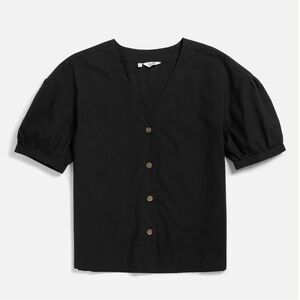 Women's puff sleeve poplin shirt